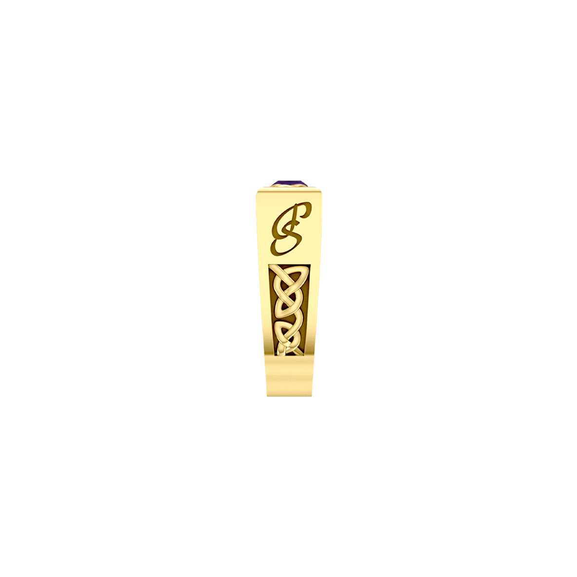 Rectangle Modern Solid Yellow Gold Men Ring With Square Gemstone GRI2414