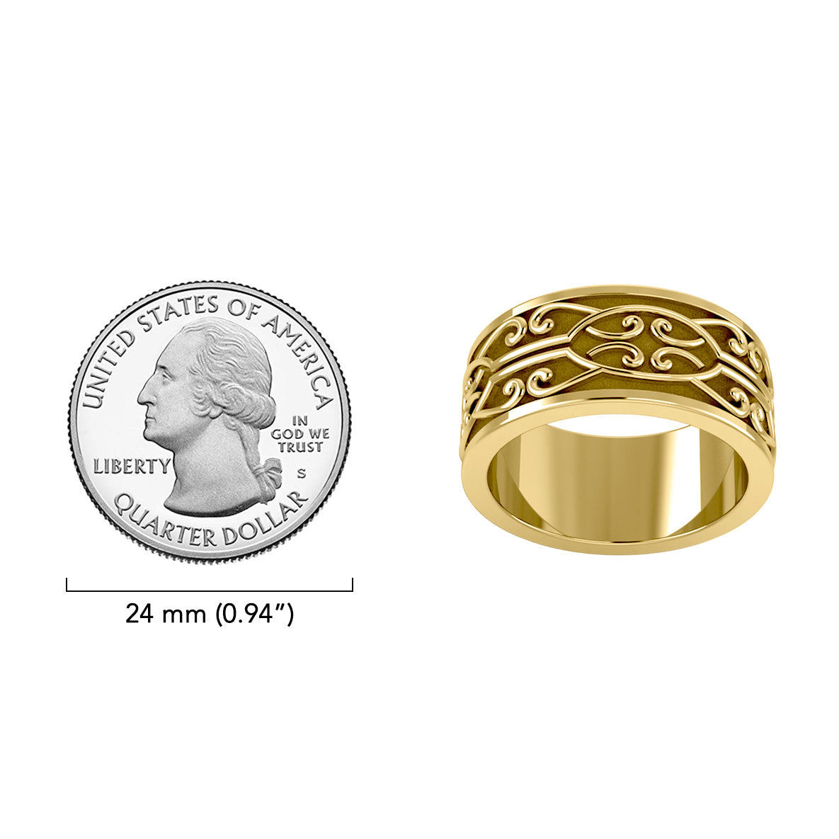 Modern Celtic Solid Gold Ring GRI670