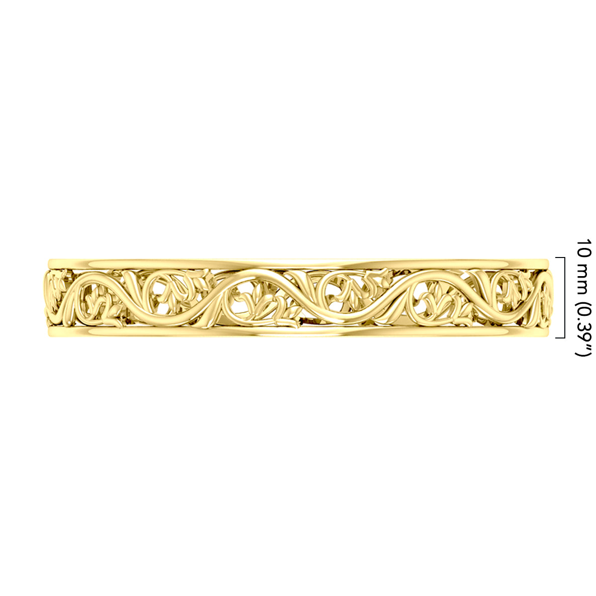 Filigree Leaf Solid Gold Bangle GTBG133