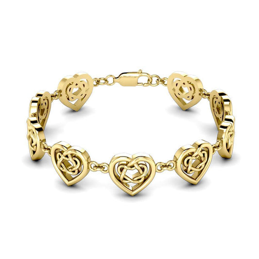 Celtic Knotwork and Hearts 14 Karat Solid Gold Bracelet GTBG737 - Jewelry