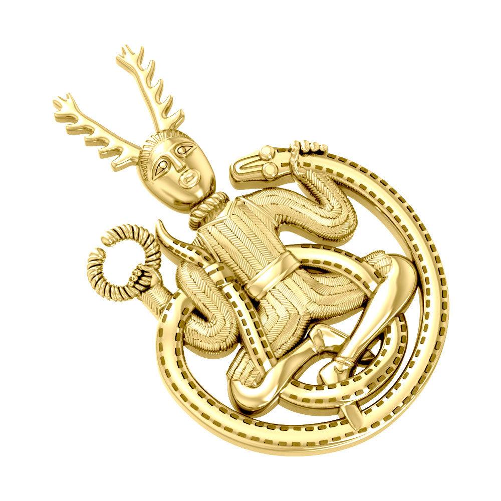 The Powerful Horned God Cernunnos 14 Karat Gold Pendant GTP3450 - Jewelry