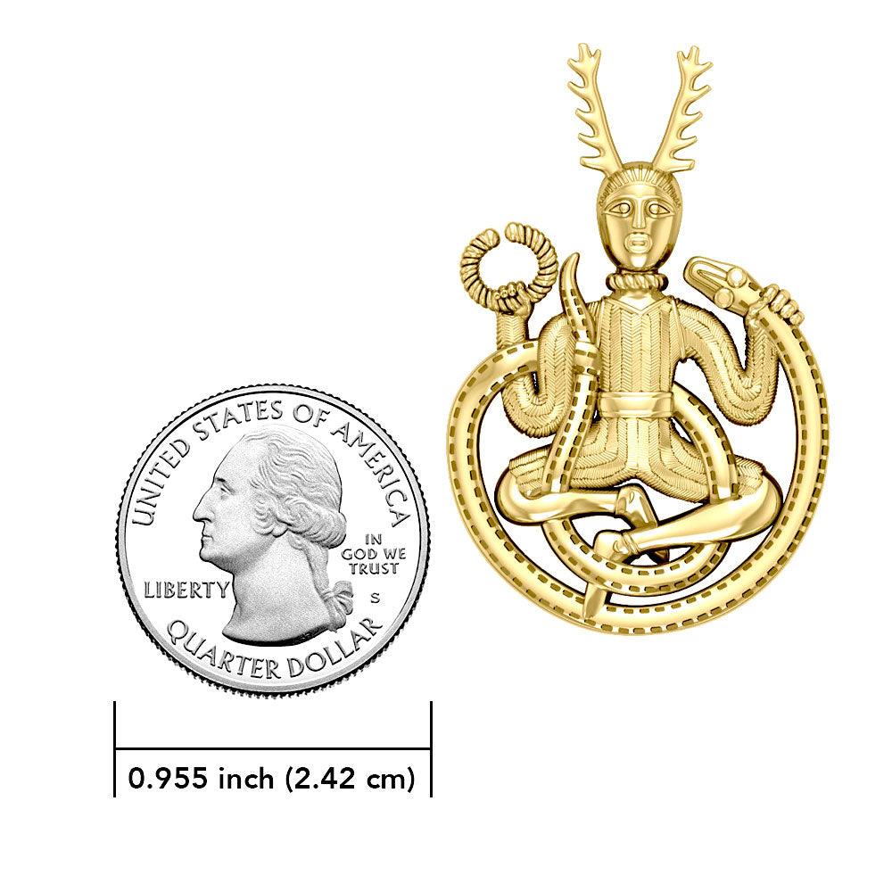 The Powerful Horned God Cernunnos 14 Karat Gold Pendant GTP3450 - Jewelry