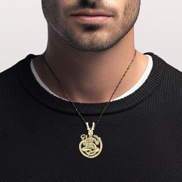 The Powerful Horned God Cernunnos 14 Karat Gold Pendant GTP3450 - Jewelry