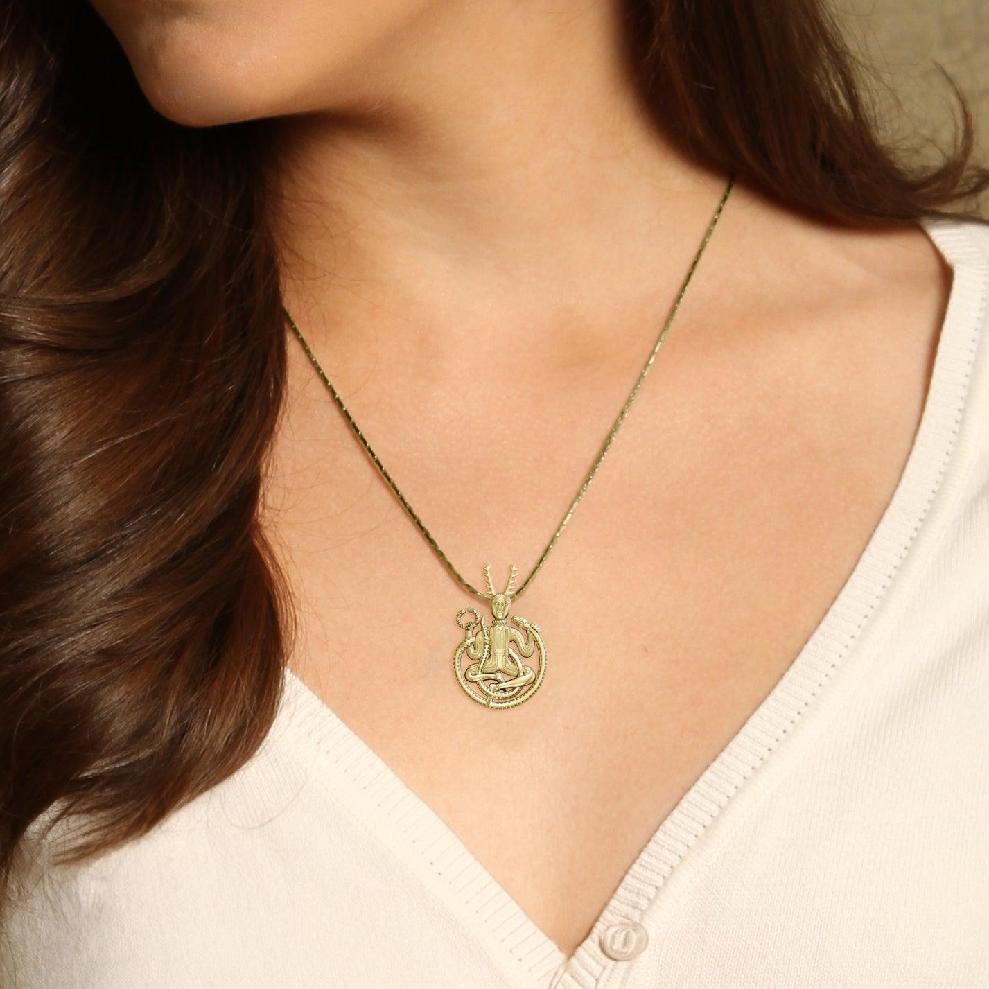 The Powerful Horned God Cernunnos 14 Karat Gold Pendant GTP3450 - Jewelry