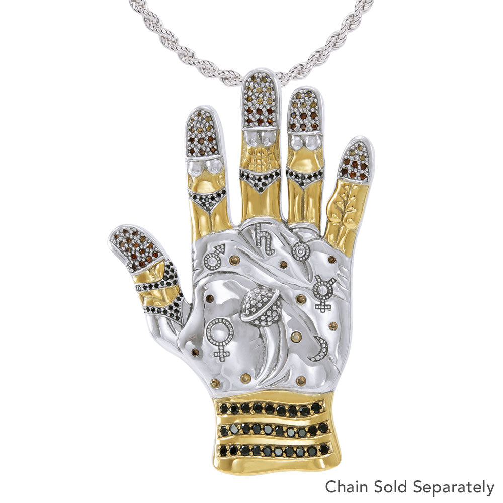 Energies of the Universe ~ Dali-inspired fine Sterling Silver Jewelry Pendant in 18k Gold accent